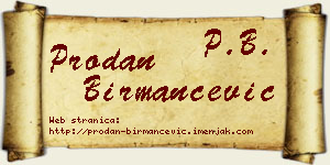 Prodan Birmančević vizit kartica
